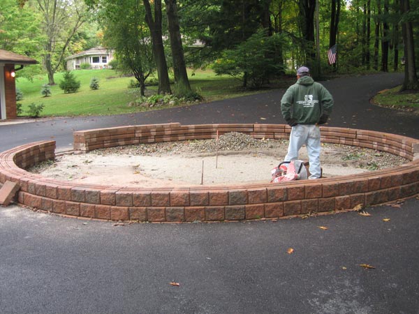 Stone wall - during construction